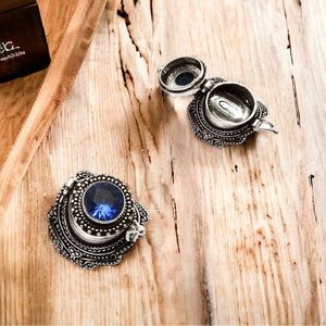 #458 Synthetic Blue Topaz Handcrafted Poison ☠️ Ring 💍 Size 9 NWOT